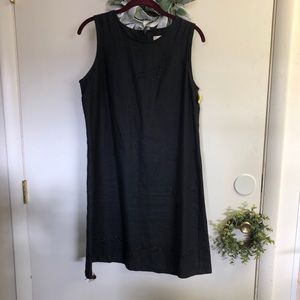 Black Linen Beaded Sequin Tank Shift Dress Medium